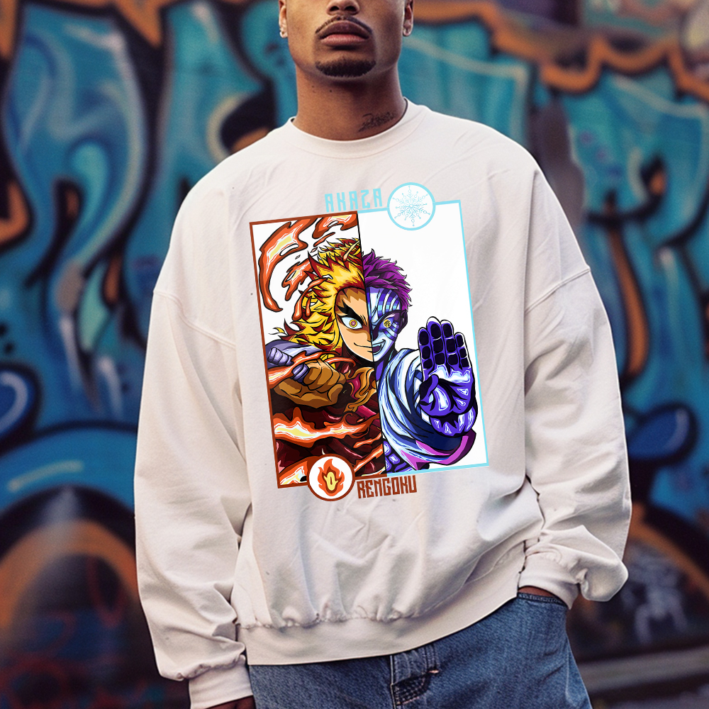 Men's crew neck sweatshirt anime print T-shirt