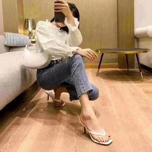 Breakj Breakj Clip Toe Sandals Women Flip-Flops High Heel Pins Outside Wearing Fashion Slippers Outside The Cool Drag Summer