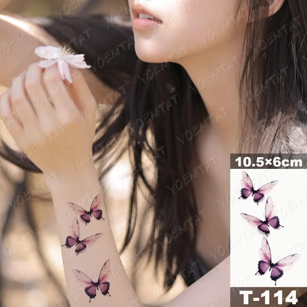 Waterproof Temporary Tattoo Sticker Moth Butterfly Wolf Snake Deer Panda Animal Flash Tatto Women Men Kids Body Art Fake Tattoos