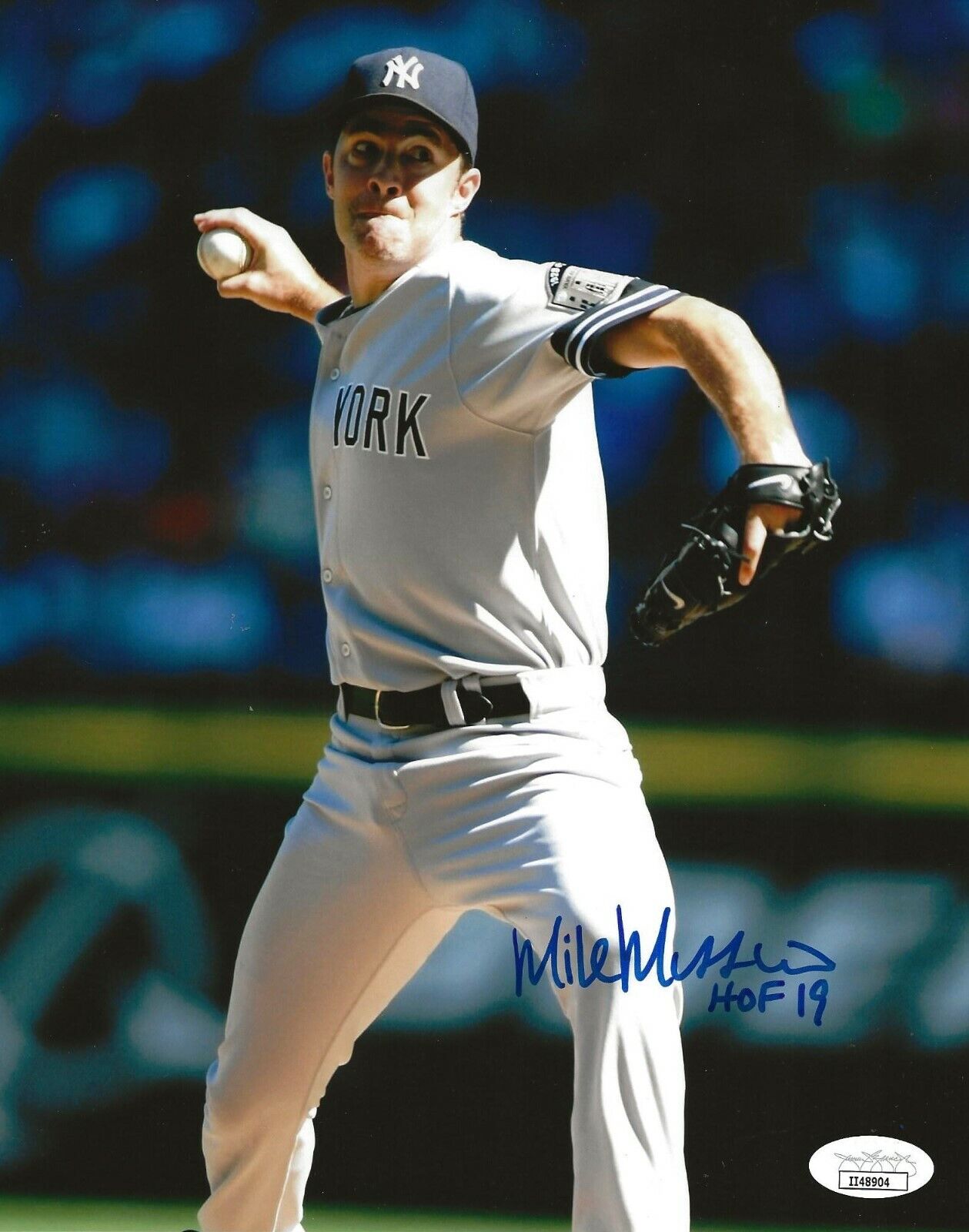 Mike Mussina signed New York Yankees 8x10 Photo Poster painting W/ HOF Inscription 4 JSA