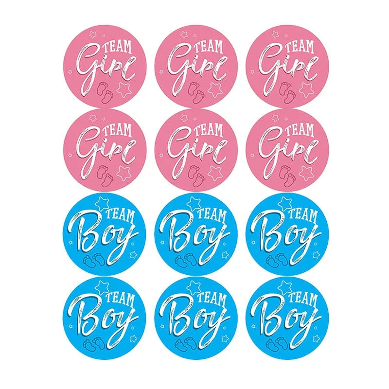 60/120pcs Team Boy Team Girl Stickers Boy or Girl Sticker for Gender Reveal Party Decoration Baby Shower Supplies Gift Box Label