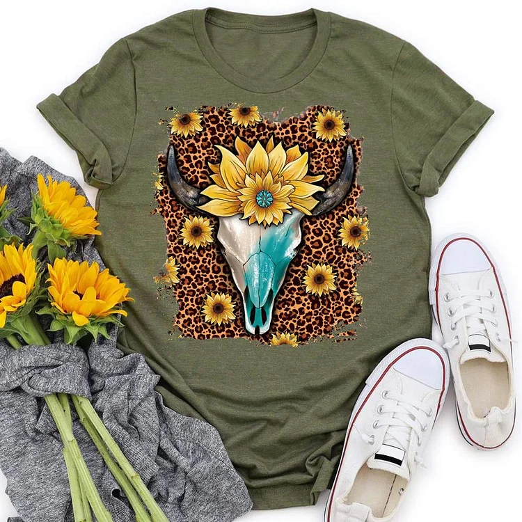 PSL - Leopard Cattle western style T-Shirt Tee -06255