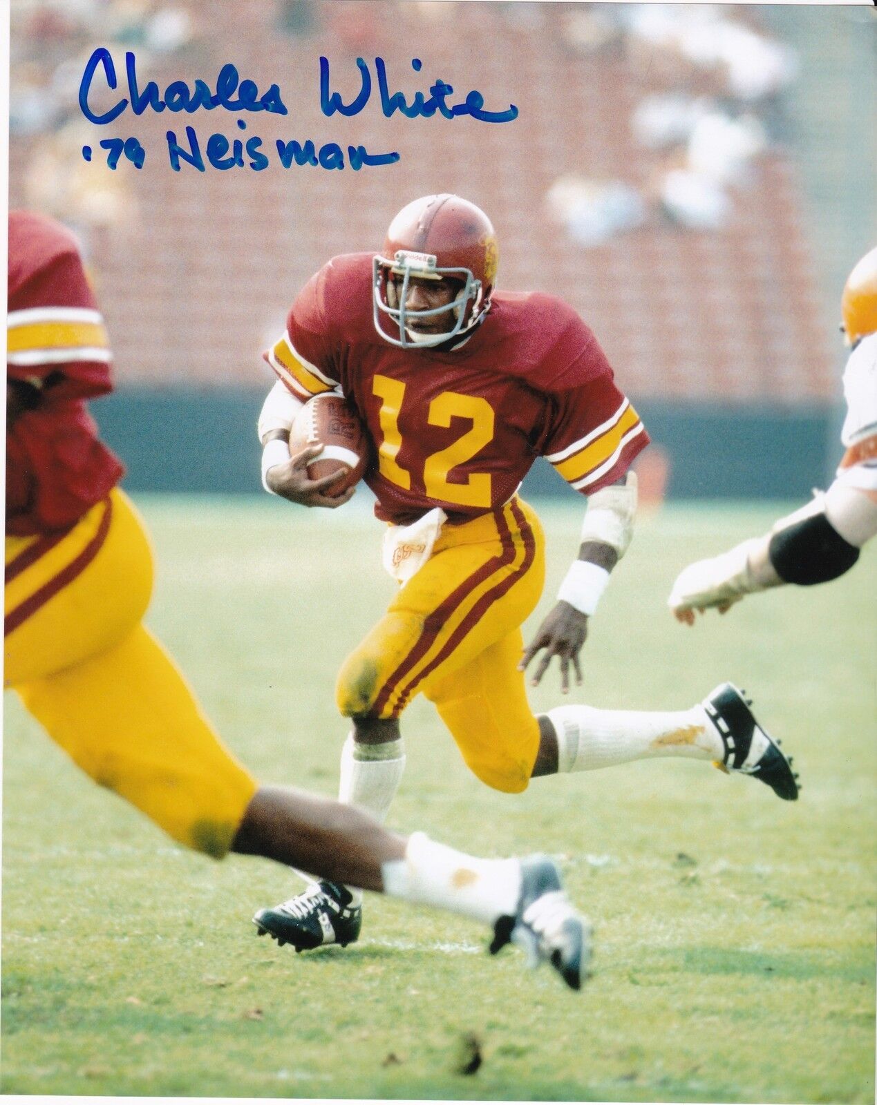 CHARLES WHITE USC TROJANS 79 HEISMANN ACTION SIGNED 8x10