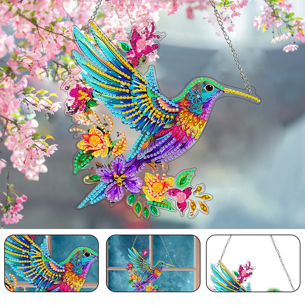DIY Hummingbird Acrylic 5D DIY Diamond Art Pendant Home Decoration