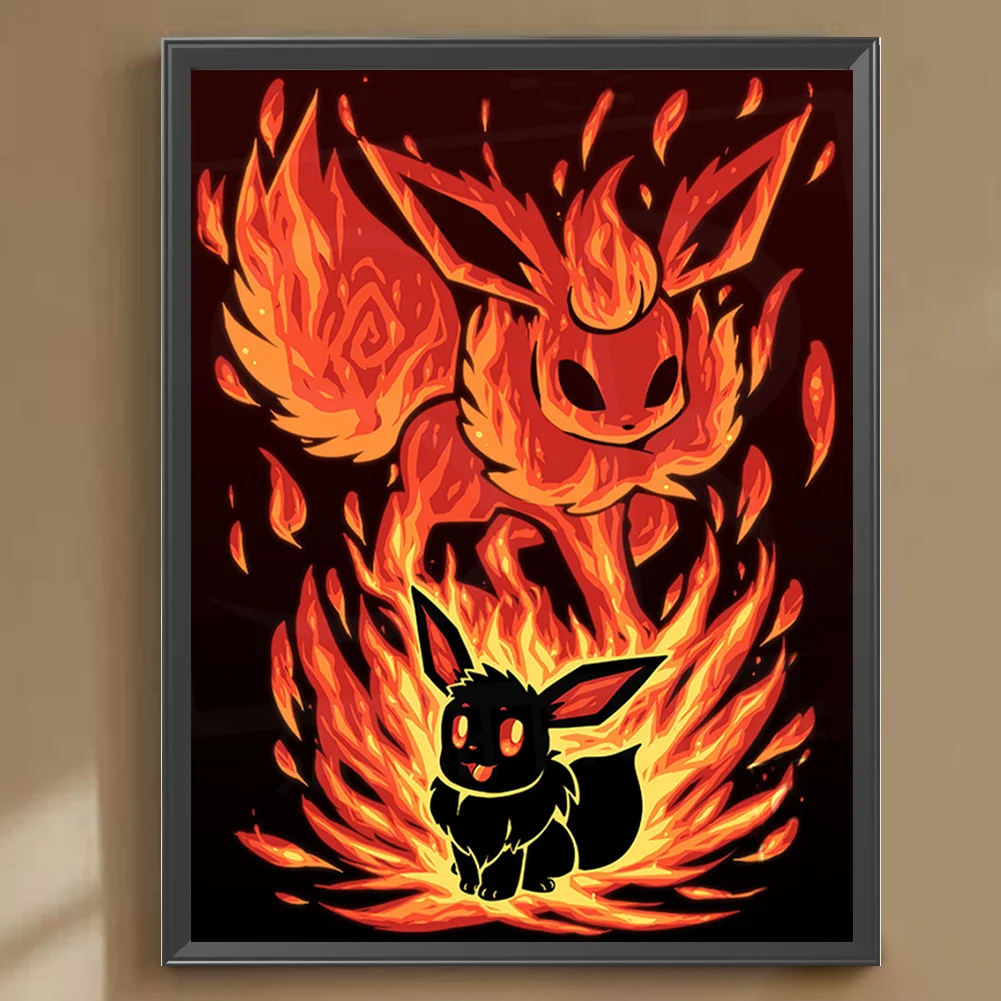 Diamond Painting - Full Round Drill - Silhouette Pokémon(Canvas|30*40cm)