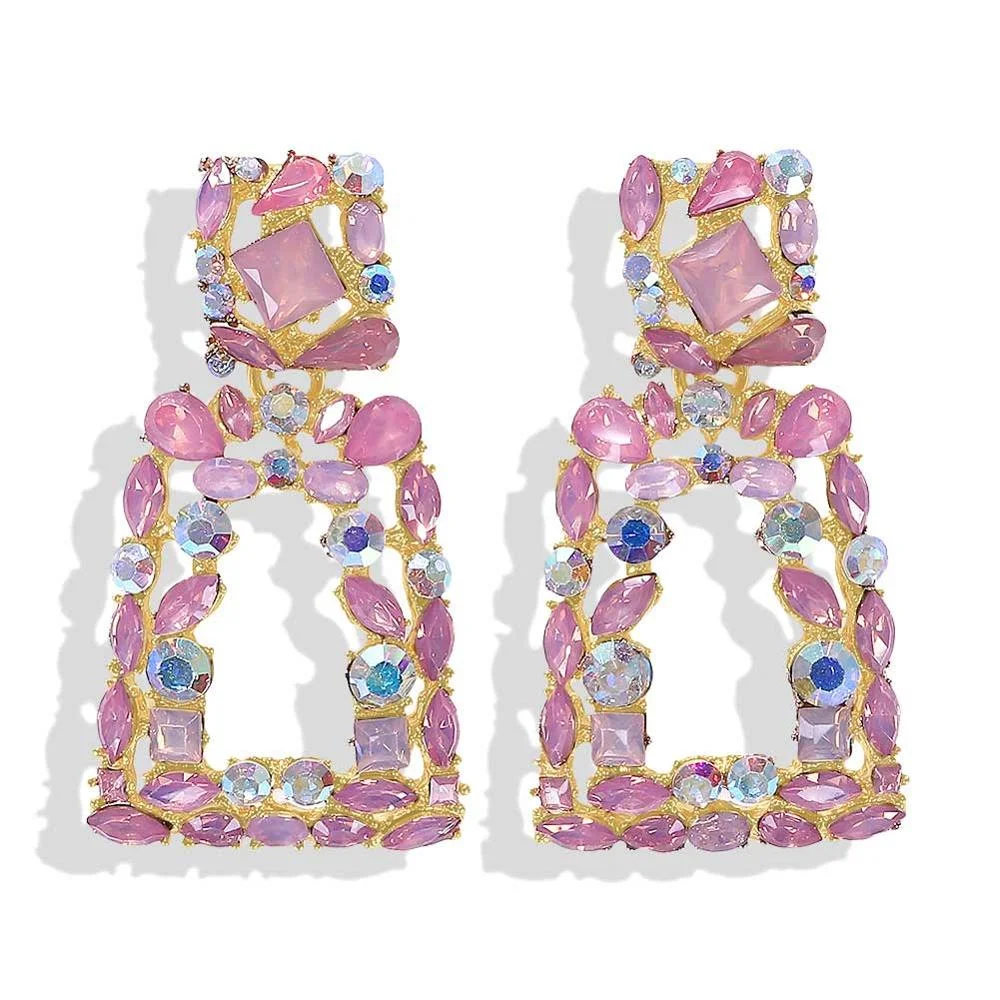 Dvacaman New Designs Crystal Square Drop Earrings for Women 2019 Fashion Rhinestone Statement Earrings Dangle Wedding Jewelry