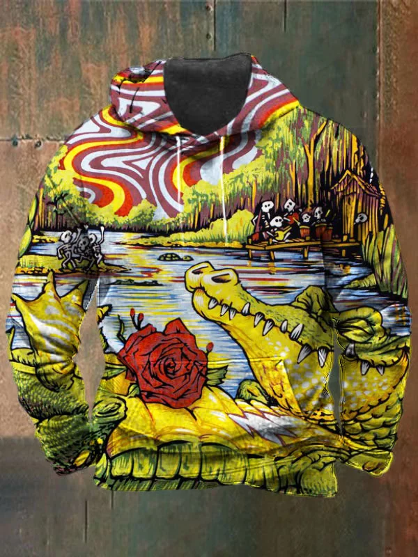 Unisex Crocodile Print Heavyweight Hoodies