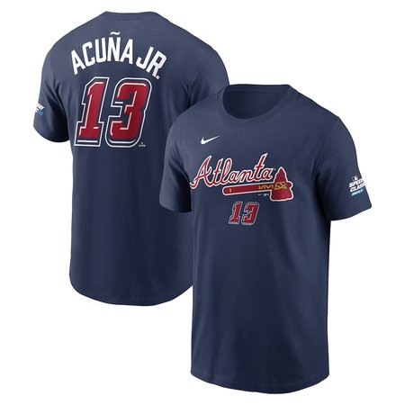 Men's Atlanta Braves #13 Ronald Acuna Jr.  Navy 2025 MLB Speedway Classic Name & Number T-Shirt