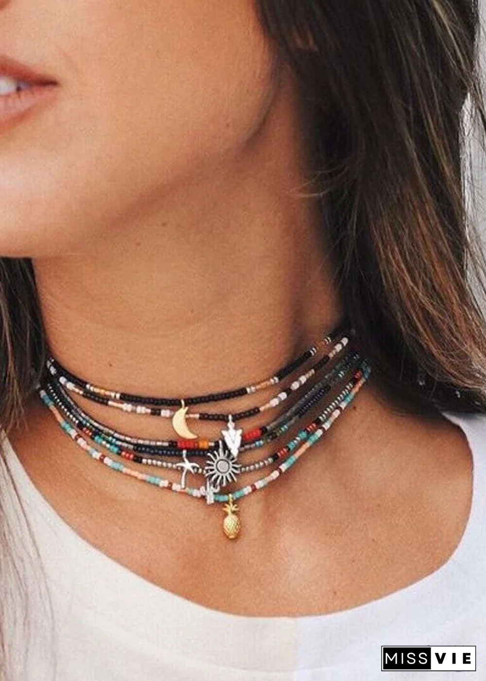 Boho Necklace, Hippie Blue Shell & Starfish