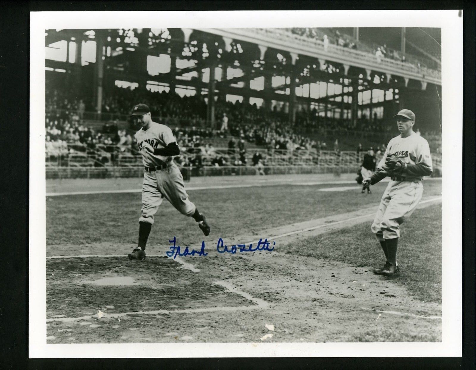 Frank Crosetti Autographed Signed 8 x 10 Photo Poster painting scoring a run New York Yankees