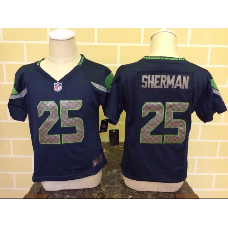Toddler  Seattle Seahawks #25 Richard Sherman Navy Blue Stitched NFL Jersey
