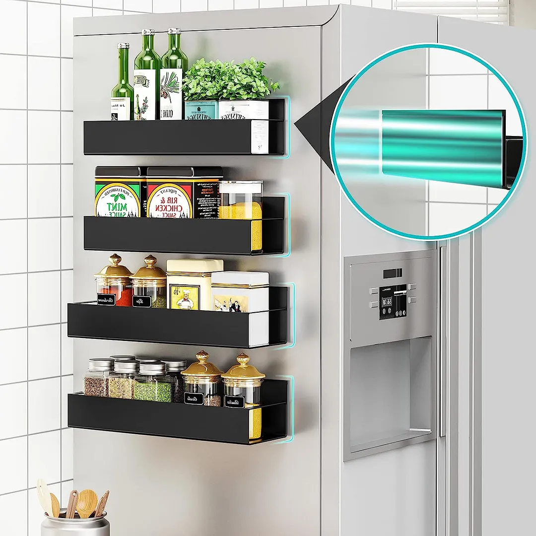 Magnetic Spice Rack Organizer, Moveable Fridge Spice Shelves