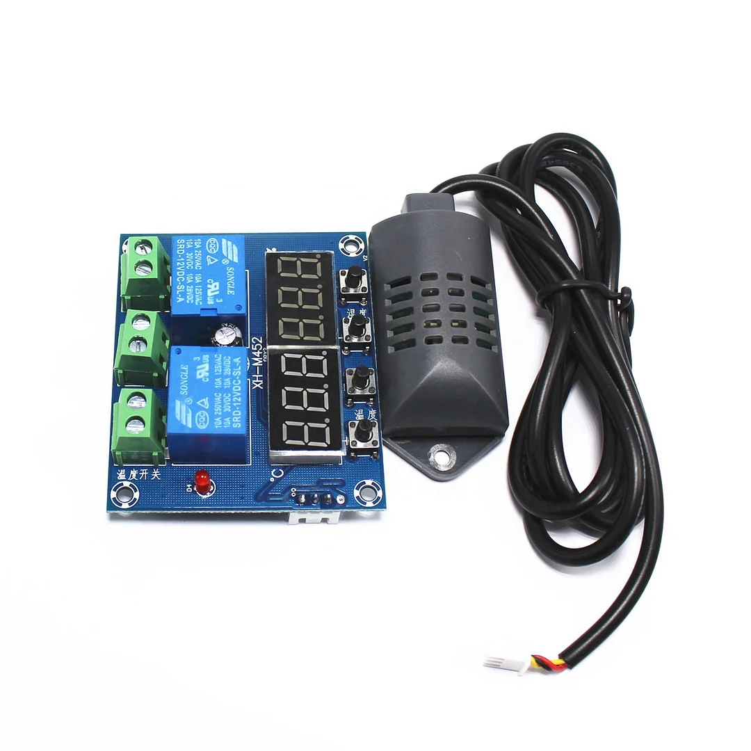 12V Temperature Humidity Controller Dual Relay Output Auto Constant Digital Temperature and Humidity Controller Board