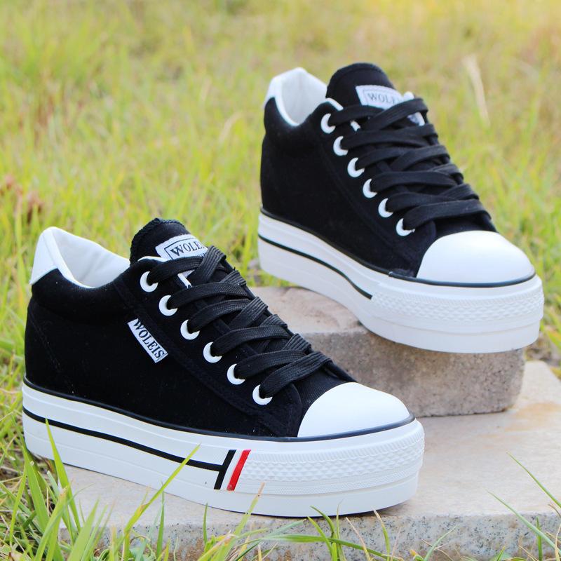 Mature Ladies Canvas Shoes Trifle Platform White Shoes