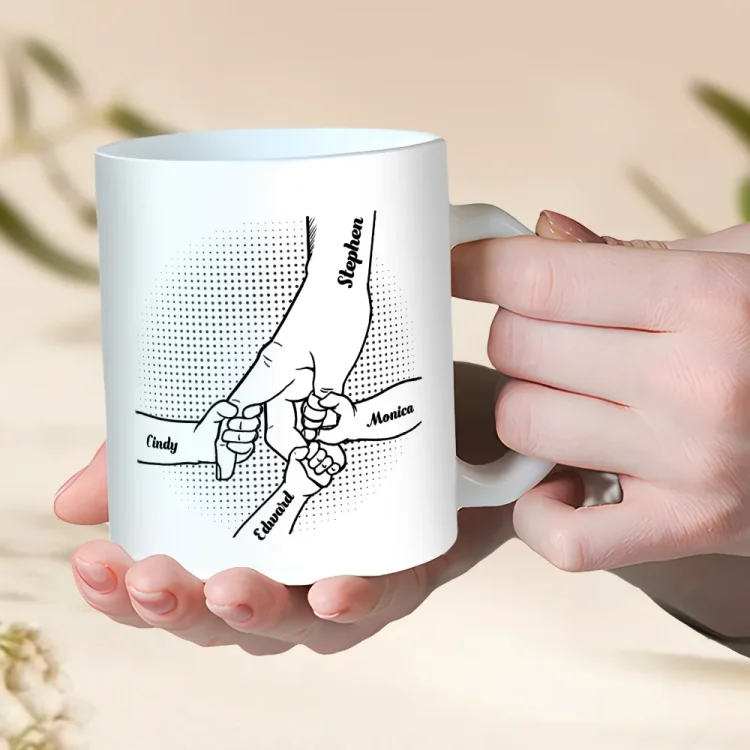 Personalized Ceramic Mug-Holding Dad's Hand - Gift For Dad, Father