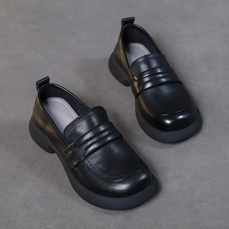 Yyvonne Layer Cowhede Autumn New Hand-Made Small Leather Shoes Leather Shoes Leather Shoes Flat Soft Soles Of A Foot Pedal Single Shoes