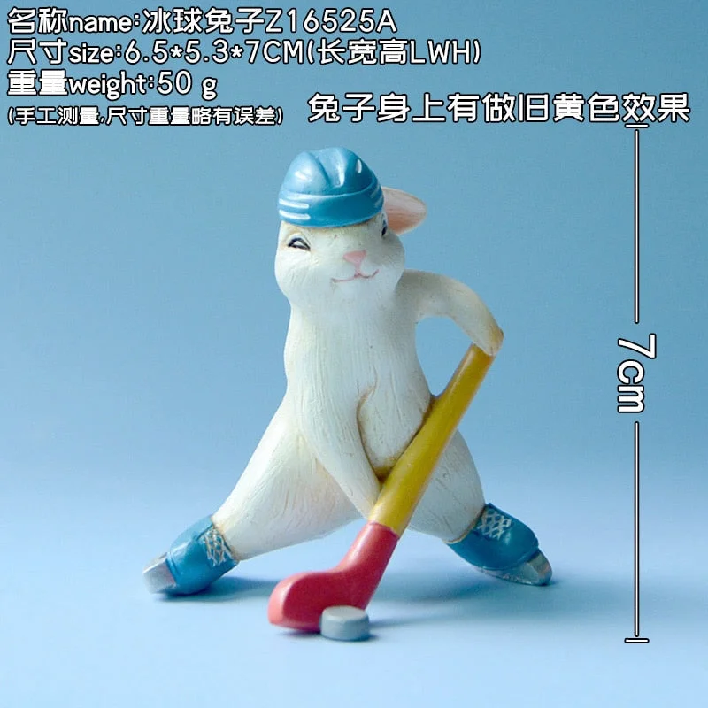 Creative Lovely Rabbit Ornaments Winter Games Competition Sports Figurine Skiing Skating Home Decoration Birthday Gifts