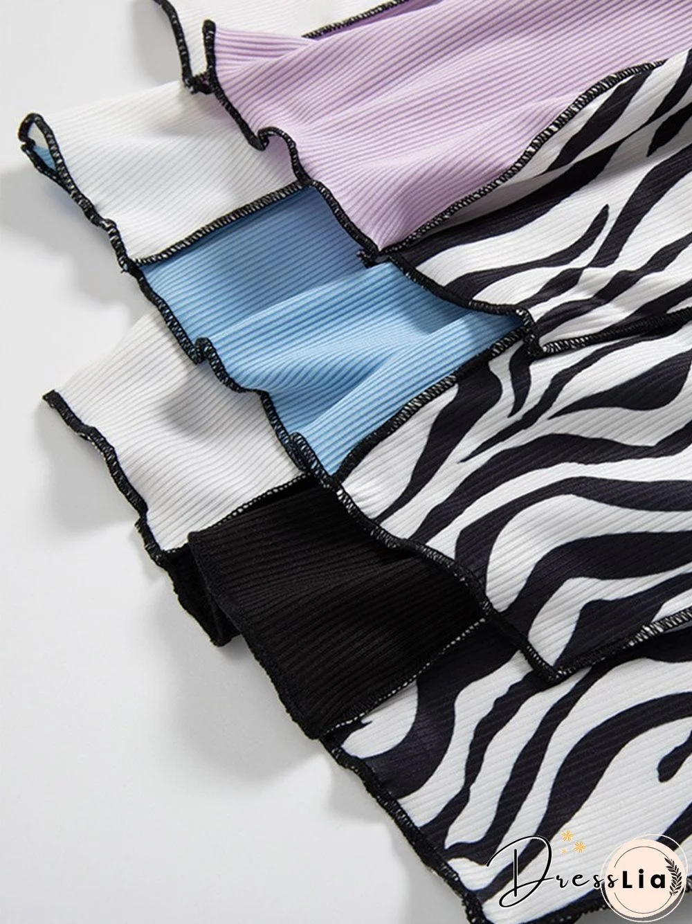 Zebra Stripe Graphic Patchwork Rib Knit Ruched Crop Vest Women Y2K Clothes Summer Harajuku Sleeveless Tank Tops Streetwear