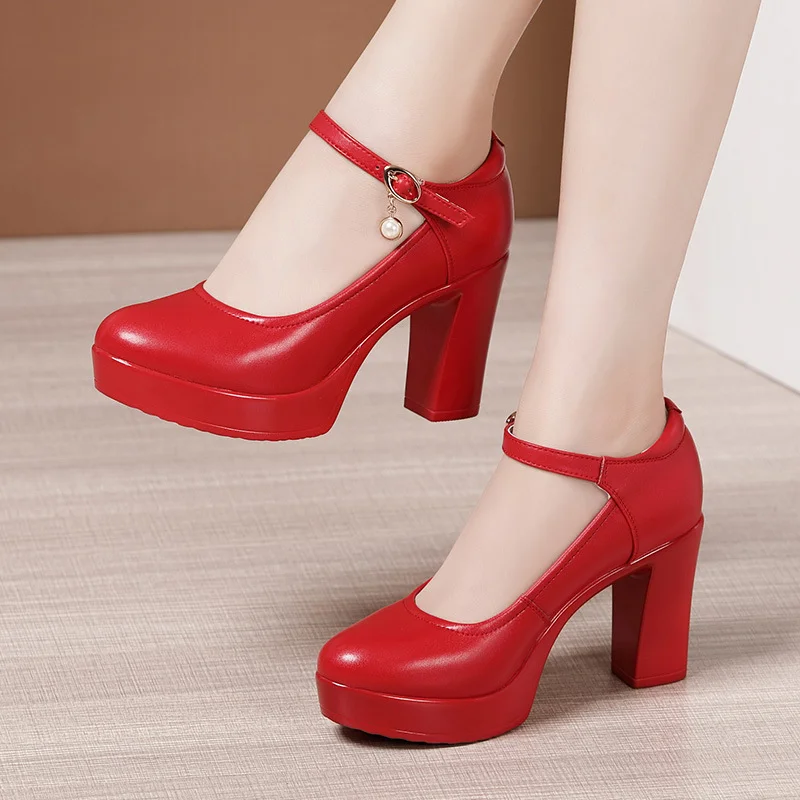 Breakj Breakj 6Cm Silver Heeled Show Shoes Thick-Singing Leather Shoes Thick-Soled Model Single-Shoe Large-Size Working Shoes