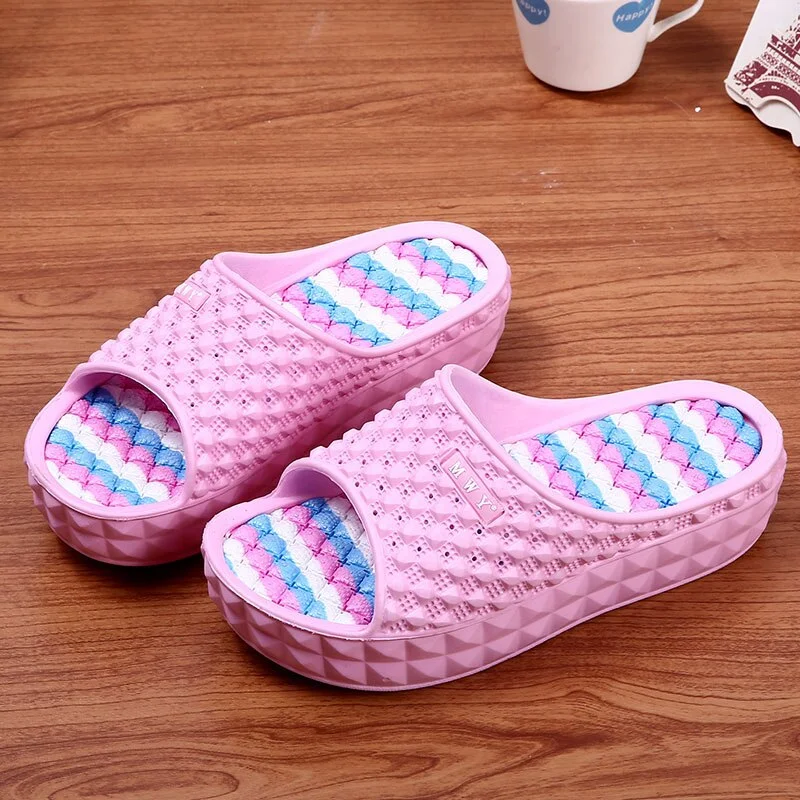 MWY Women Summer Fashion Slippers Platform Slide Sandals Beach High Heels Shower Thick Soft Sole Ladies Girls Bathroom Shoes