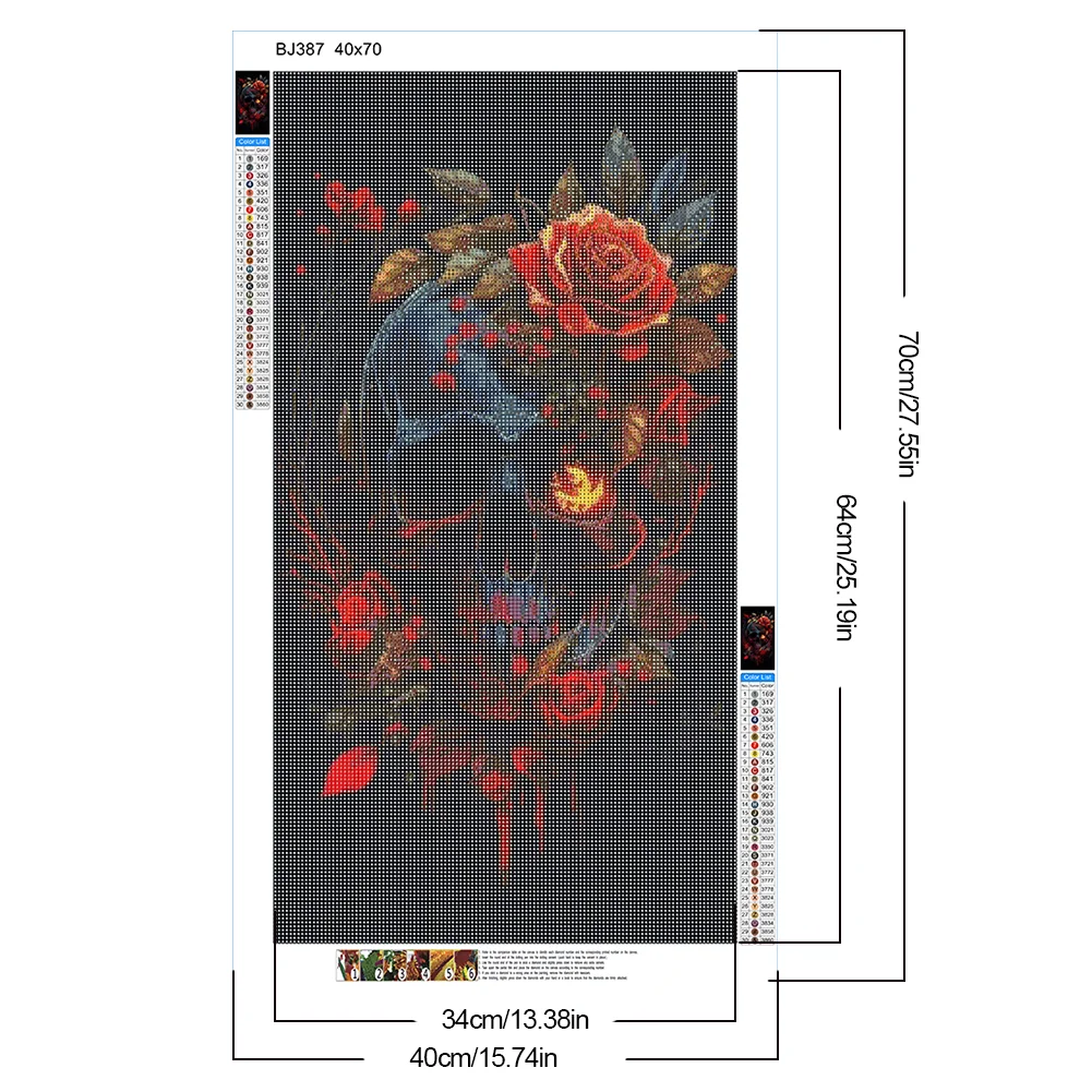Diamond Painting - Full Round Drill - Rose Skull(Canvas|40*70cm)