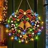 DIY Christmas Bell Wreath with LED Lights - Pearl Diamond Painting Pendant Kit (Single-Sided)