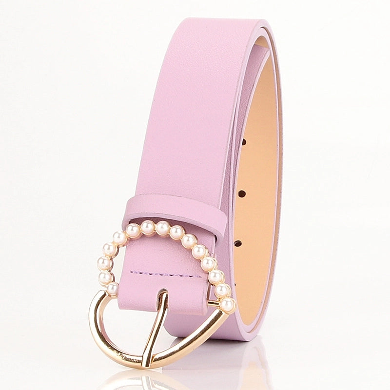 Minimalist Solid Color Imitation Leather Alloy Women’s Leather Belts