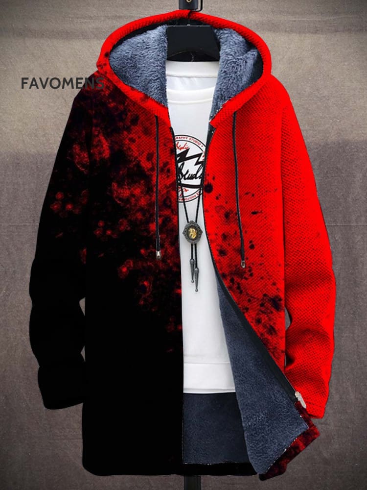 Men’s Art Creative Patchwork Unisex Plush Thick Long-Sleeved Sweater Cardigan Coat Multicolor / S