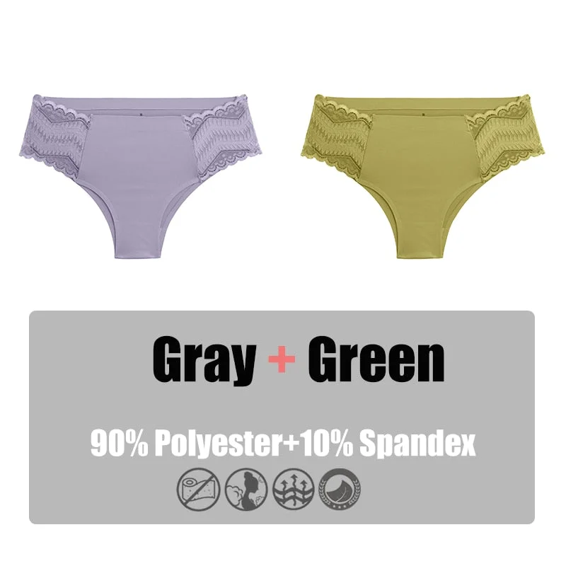 2PCS/Set Women Panties Lace Underwear Briefs Seamless Panties Sexy Lingerie for Female Intimates Underpants Floral Lace Pantys