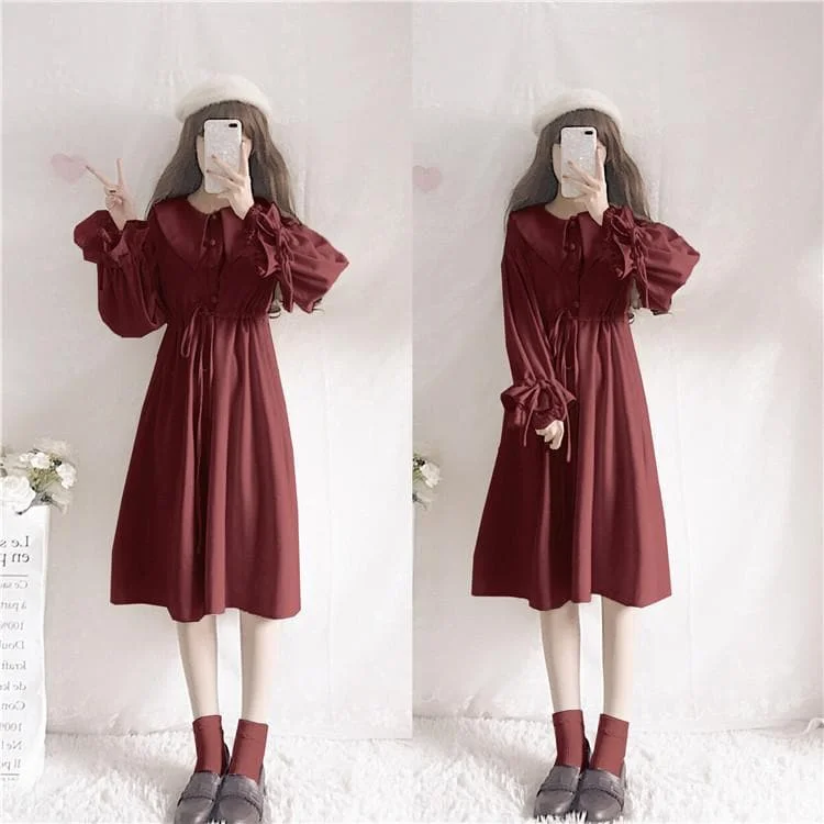3 Colors Elegant Falbala Sailor Dress/Poncho SP13271