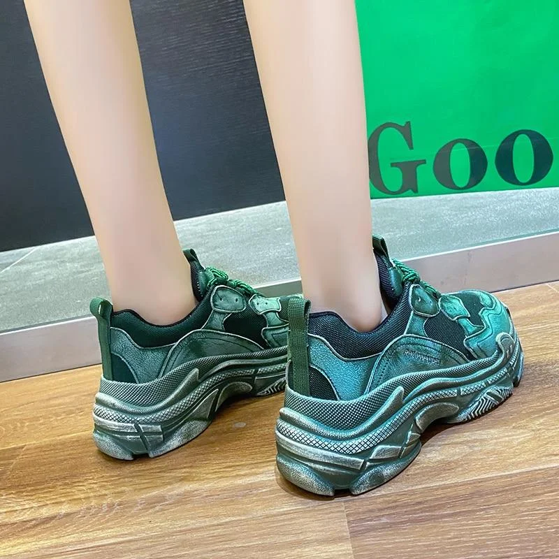 Brand Design Mesh Chunky Sneakers Women's Shoes Blue Color Woman Casual Sneaker Platform Woman Fashion Tennis Female Solid