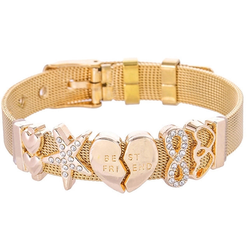 Cute Minimalist Heart Shape Titanium Steel Bracelets In Bulk