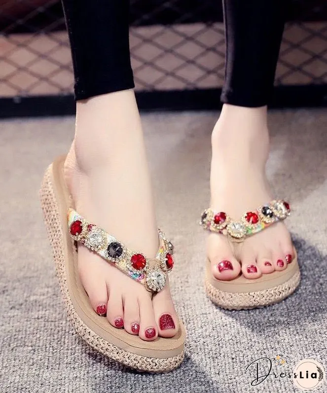 Bohemian Splicing Wedge Brown Flip Flops Zircon