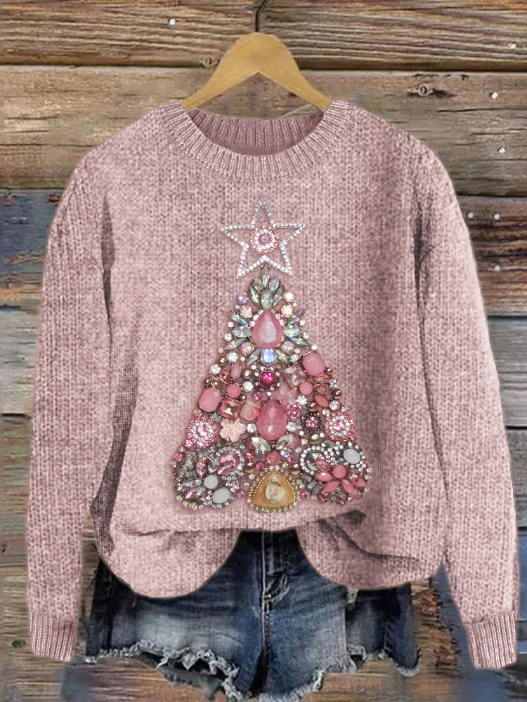 Christmas Tree Jewelry Art Cozy Knit Sweater