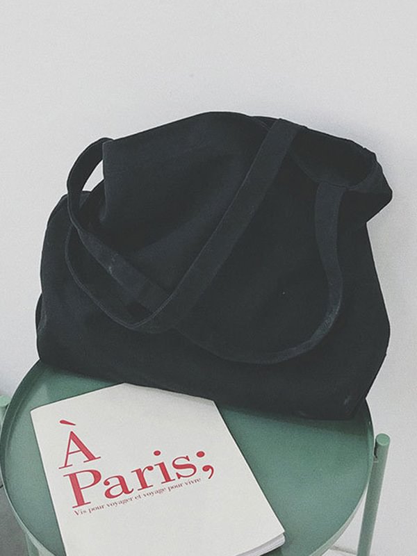 Simple Solid Color Canvas Shoulder Bag