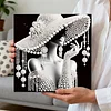 DIY Pearl Painting Hat Elegance for Home Wall Decor with Frame(30*30cm)