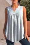 Plus Size Split Neck Decorative Button Tank Top