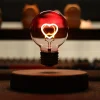 Magnetic Levitation LED Heart Shaped Bulb Table Lamp, Reading Lamp - Floating and Rotating Night Light - Perfect for Home/Office Atmosphere Decoration, Gift for Lovers/Family/Friends