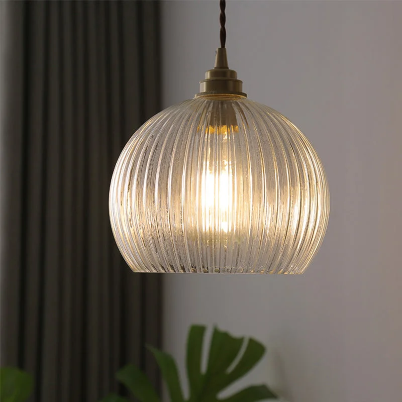 Minimalist Brass Glass Pendant Lamp Single Head Chandelier