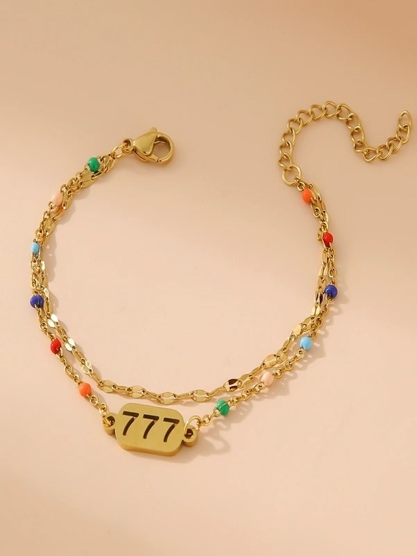 Casual IG Style Number 304 Stainless Steel 18K Gold Plated Resin Stainless Steel Bracelets In Bulk