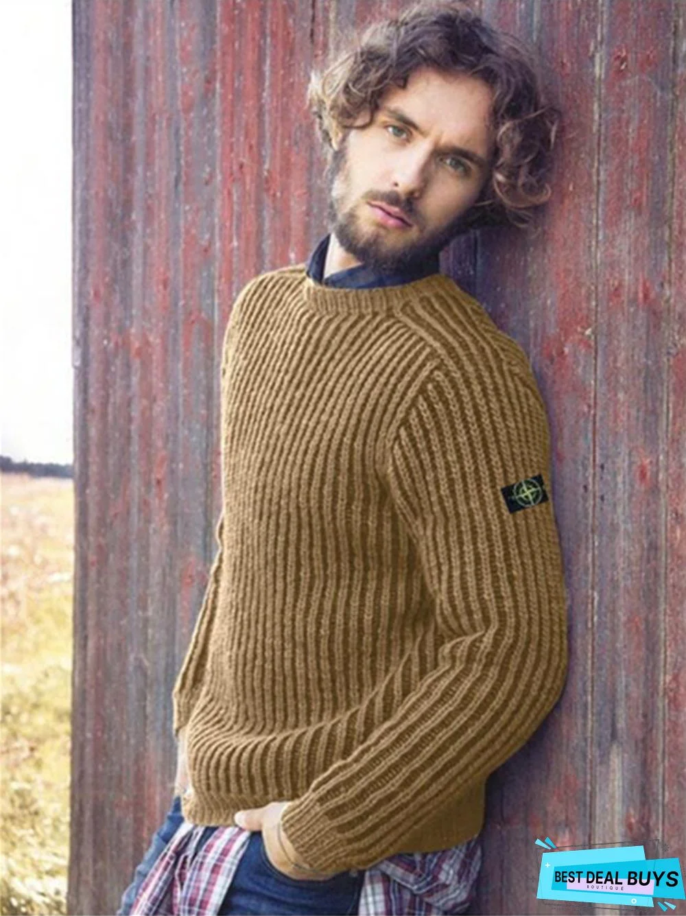 Men's Solid Color Fashion Round Neck Knitted Pullover