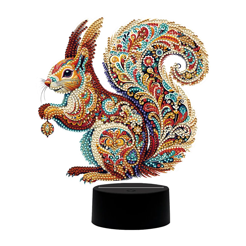 DIY Squirrel Diamond Painting Night Light 5D DIY Diamond Painting Lamp