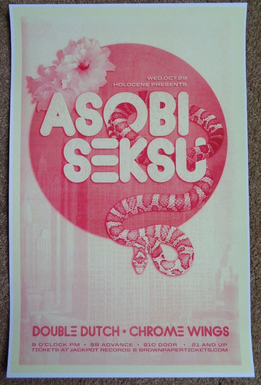 ASOBI SEKSU 2008 Gig POSTER Portland Oregon Concert