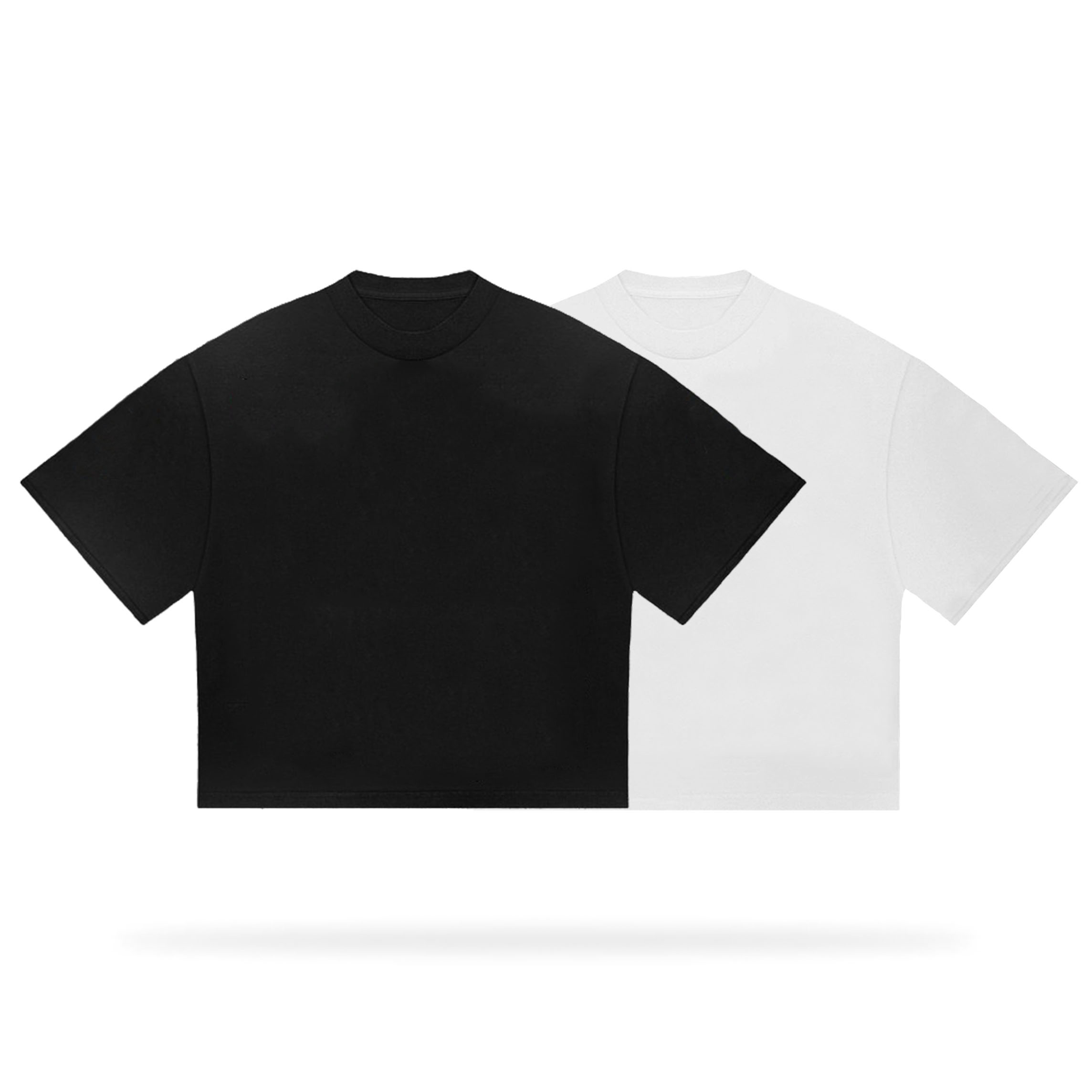 Men's Essentials Heavyweight Blank Cotton Cropped Tees 2 Pack - Black, White - Sopula｜Premium Graphic Tees & Graphic Clothing