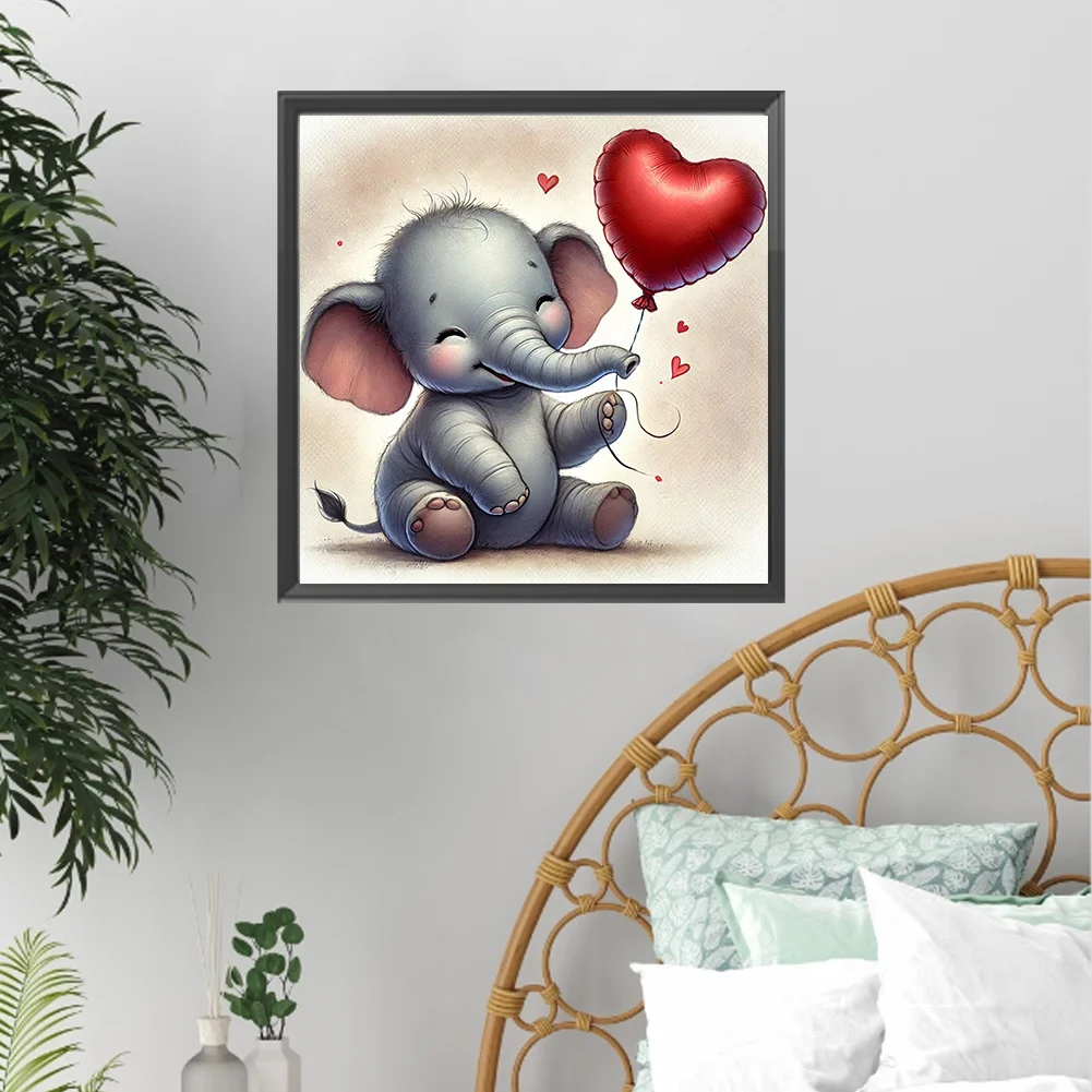Diamond Painting - Full Square Drill - Valentine's Day Elephant(Canvas|35*35cm)