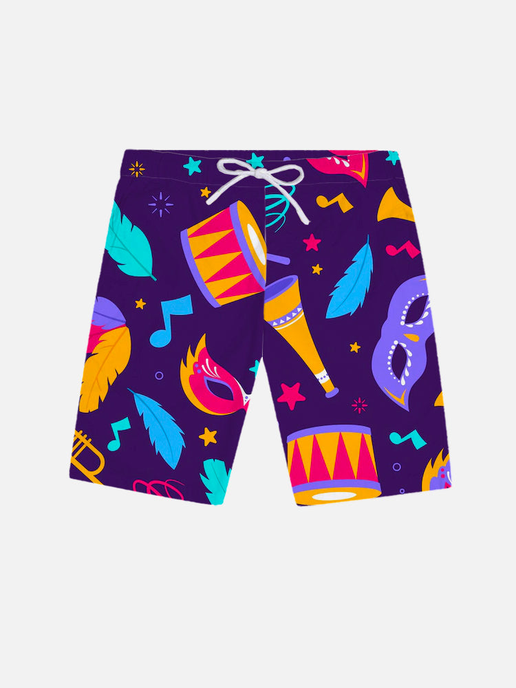 Mardi Gras Carnival Dress Up Tuxedo Printing Shorts PLUSCLOTHESMAN