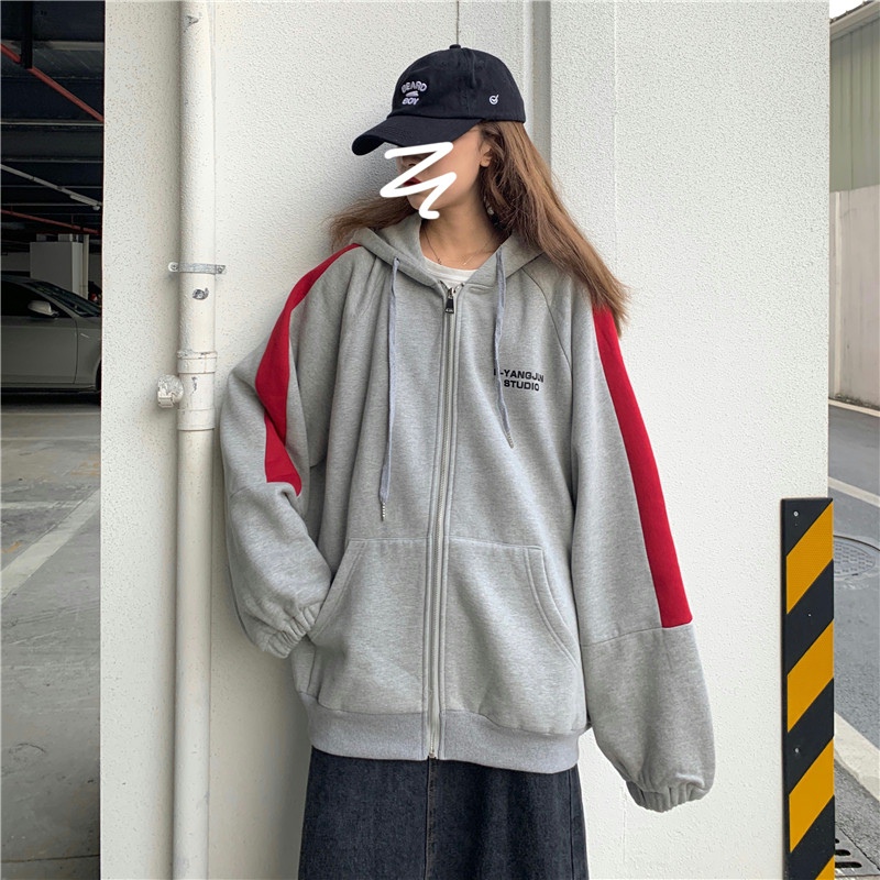 KOREAN CONTRAST ZIPPER HOODIE