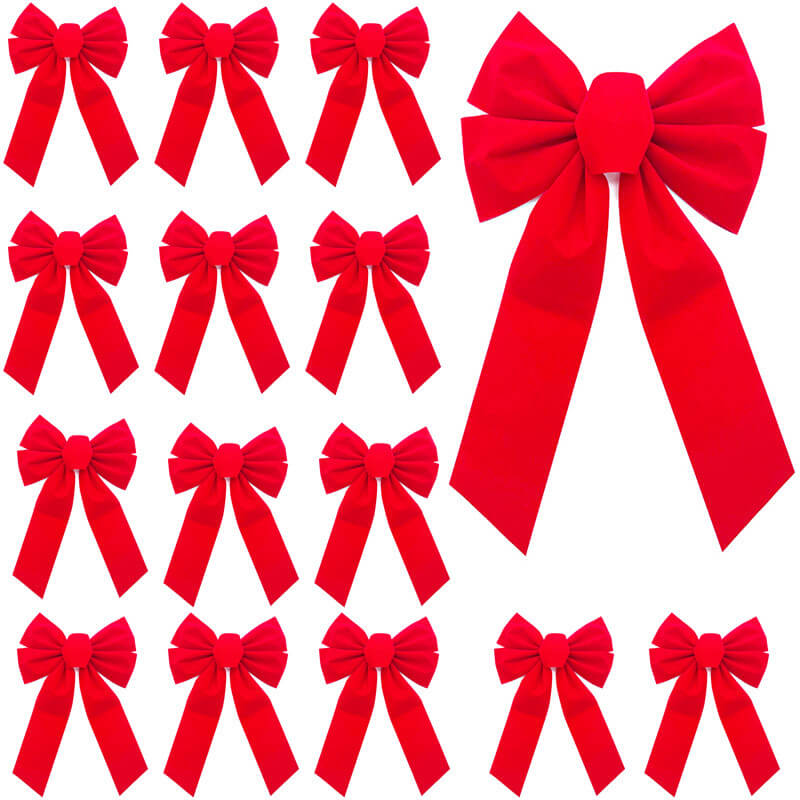 Christmas Red Bows Decorative (15 PCS)