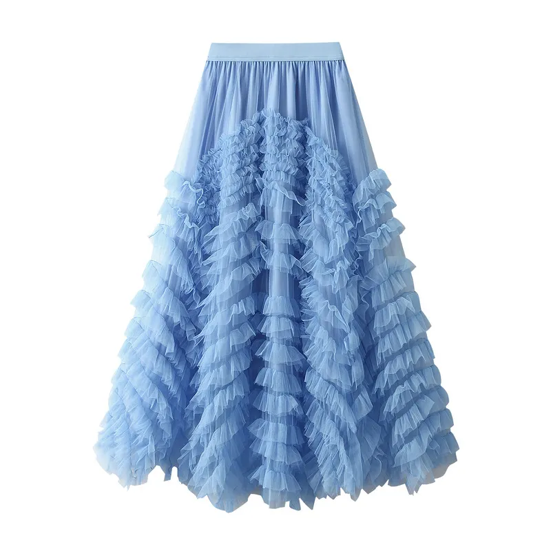 Nigikala Nigikala Sense High-End Mesh Yarn Heavy Industry Super Large Swing Dress Thin Croake Gorgeous Cake Skirt 1380