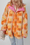 Women's Warm Bright Checkered Sherpa Hooded Jacket
